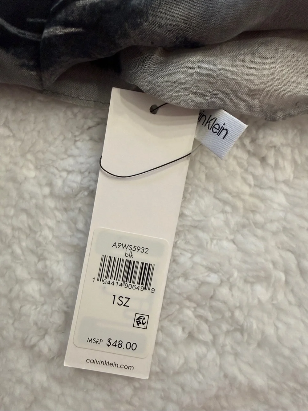 Calvin Klein Black & White Abstract Print Lightweight Scarf
